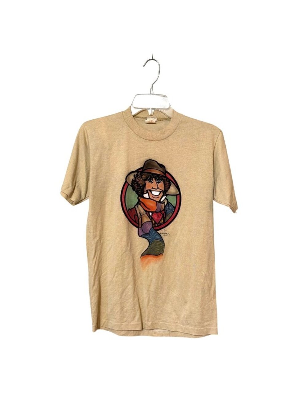 Vintage Dr Who Beige Graphic T-Shirt M 70s Style‎ Tom Baker #4